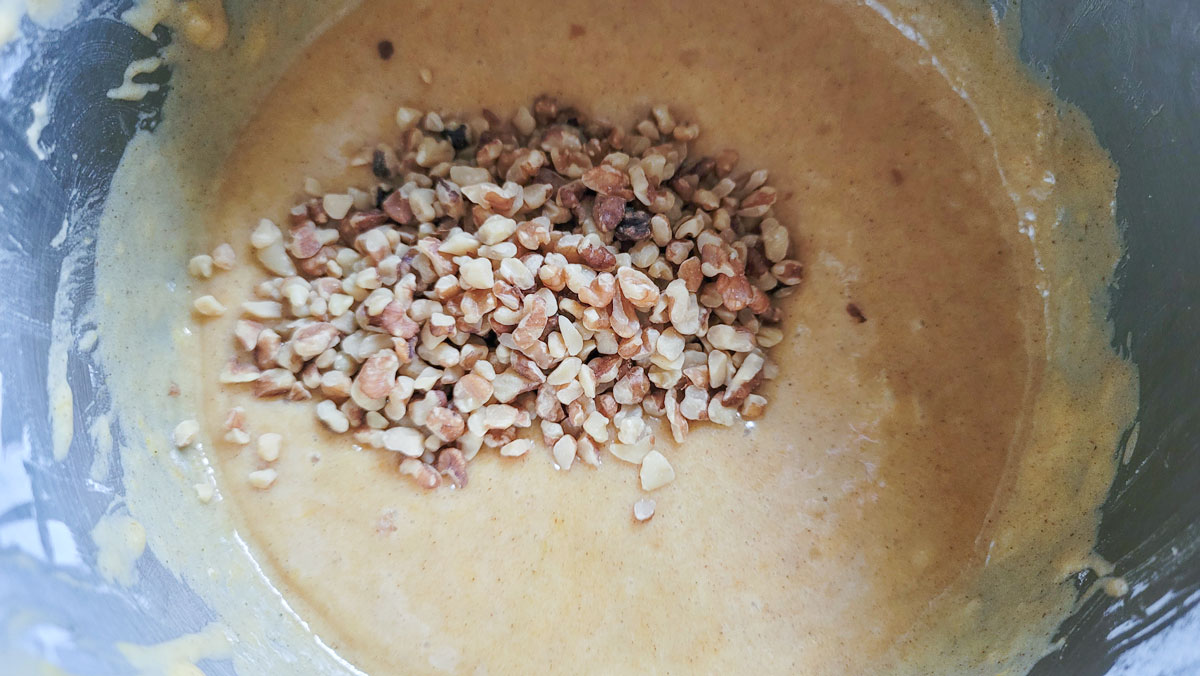 Nuts added to the cake dough.