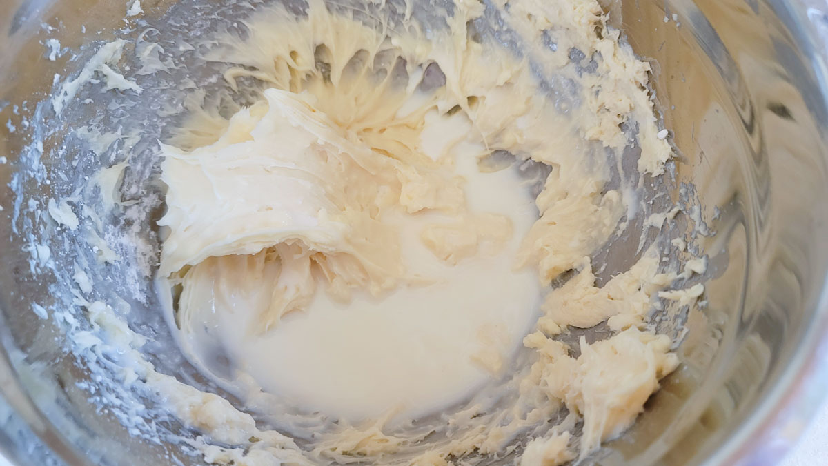 Milk added to the glaze.