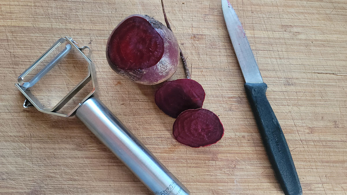 Beet with the ends cut off.