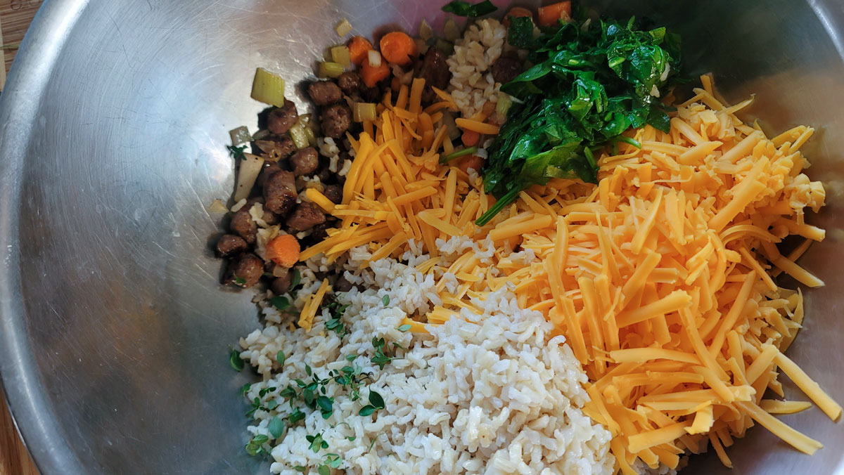 All of the ingredients in a  large bowl.