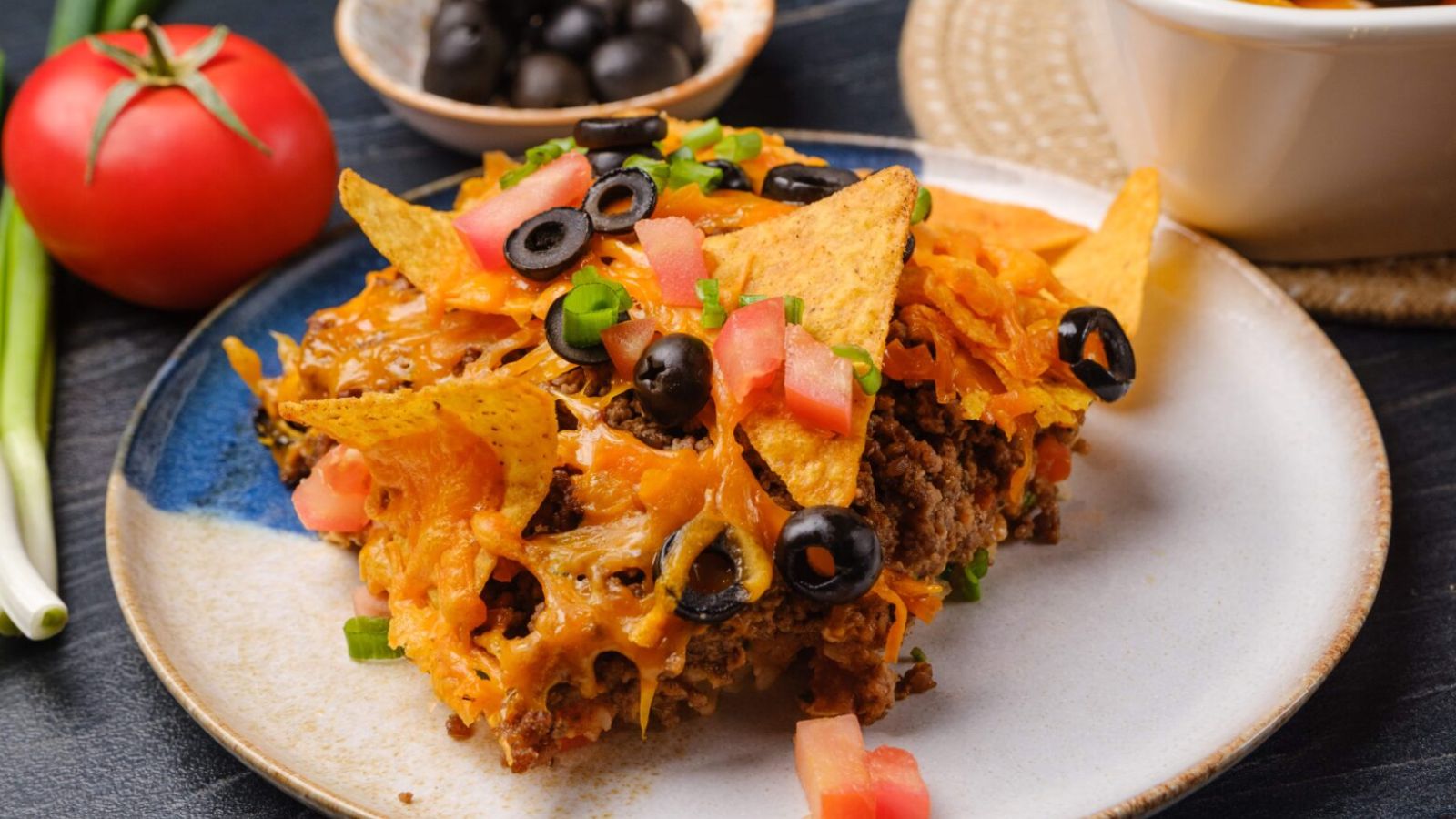 Taco casserole on a plate.
