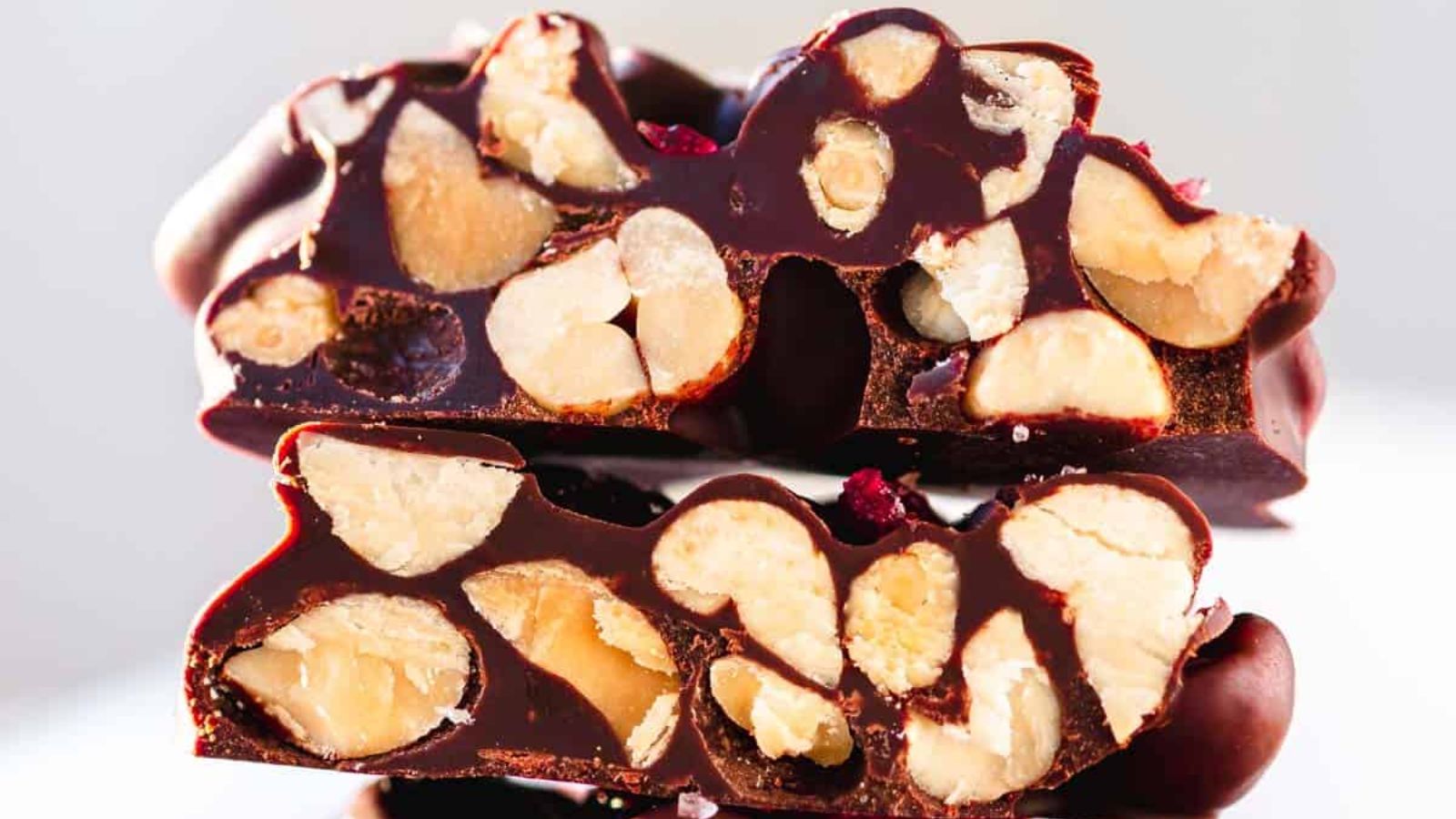 Peanuts covered in dark chocolate.