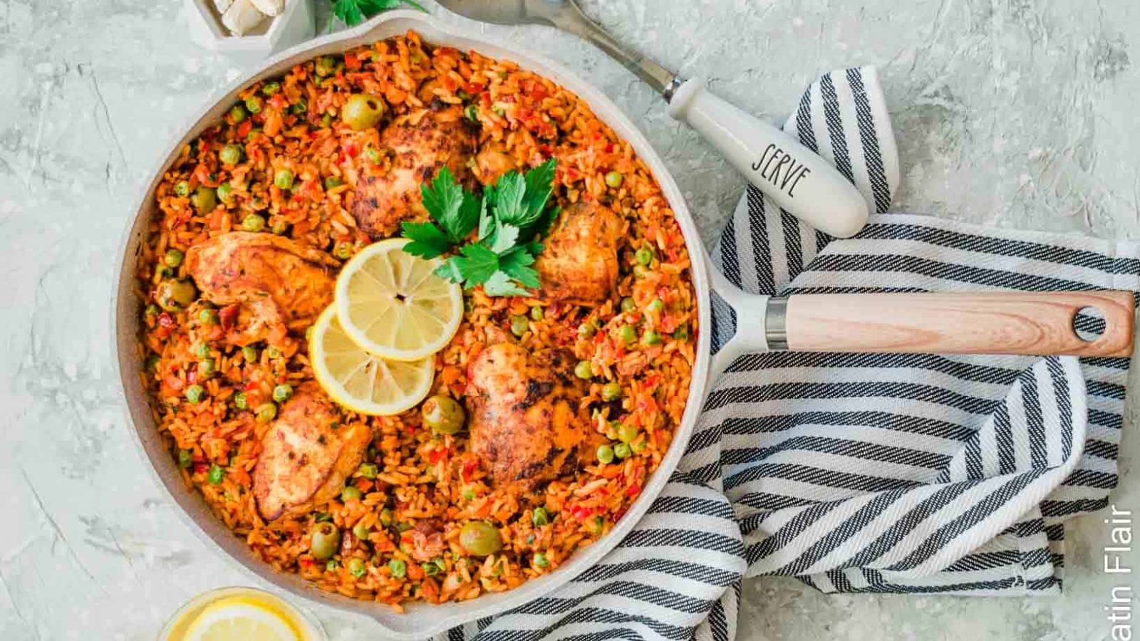 Yellow rice with chicken.
