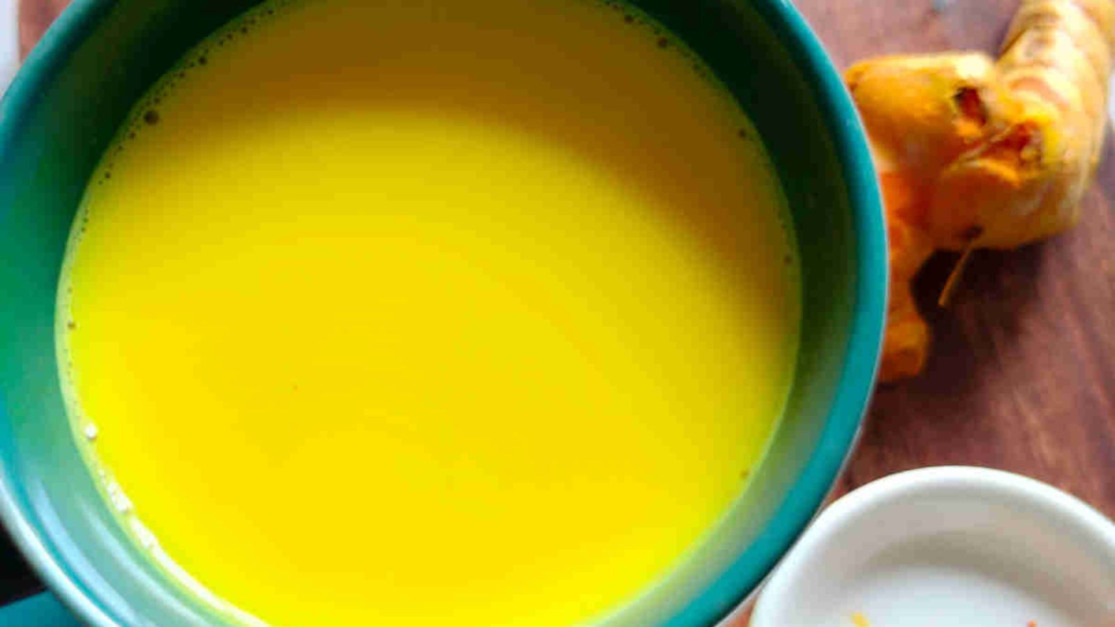 Turmeric drink close up.