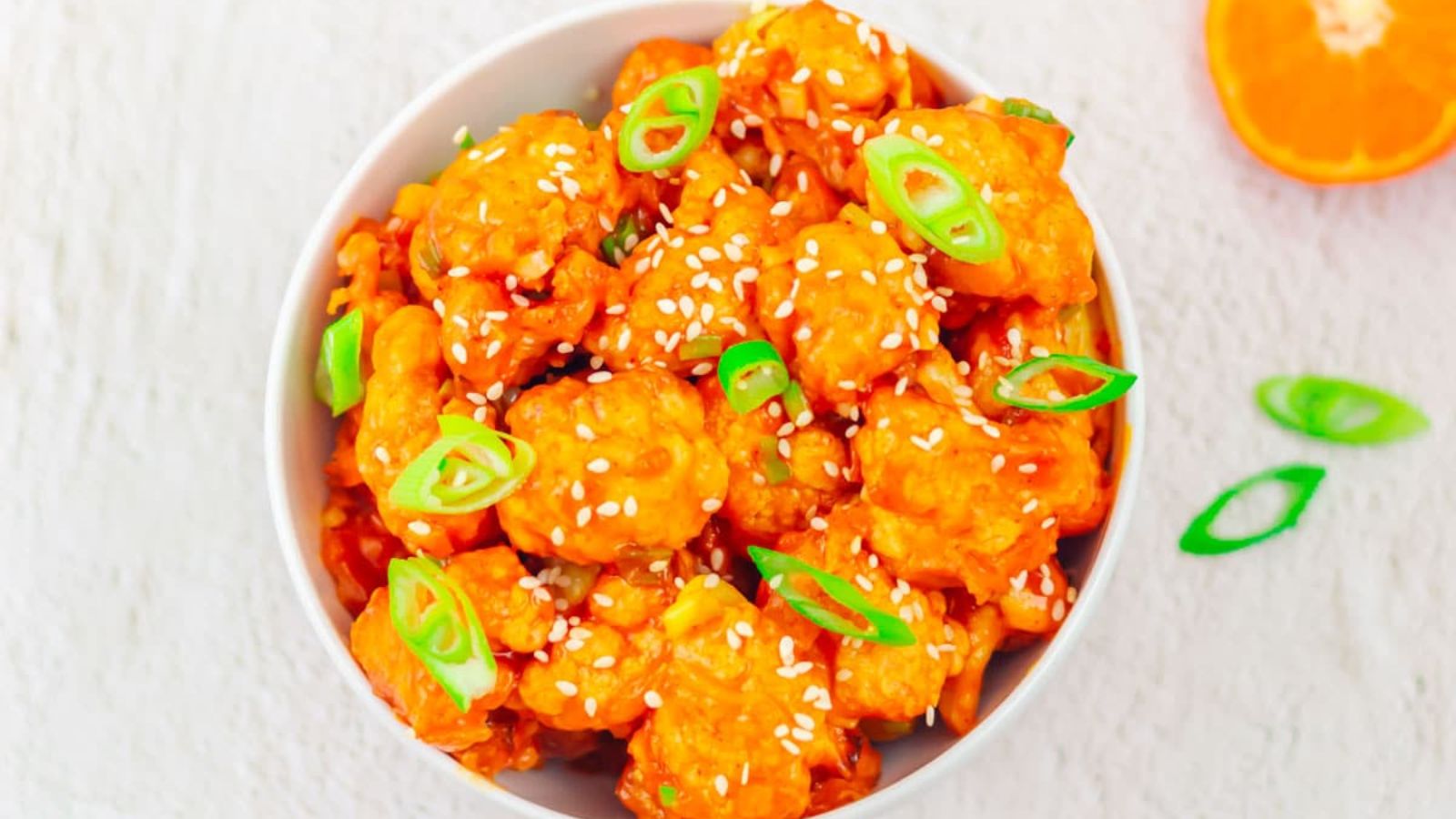 Orange cauliflower in a bowl.
