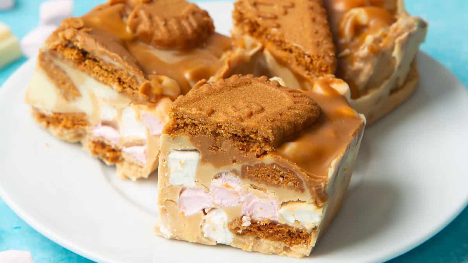 Biscoff rocky road with marshmallows.