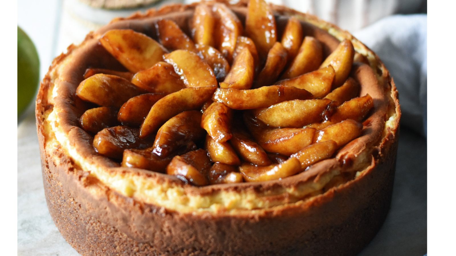 Whole apple cheesecake.