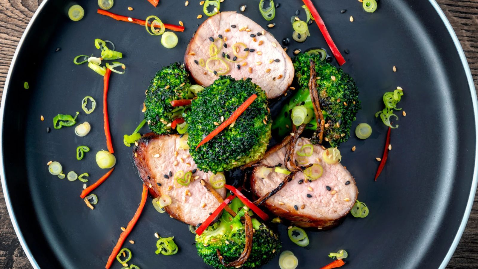 Pork loin with broccoli.