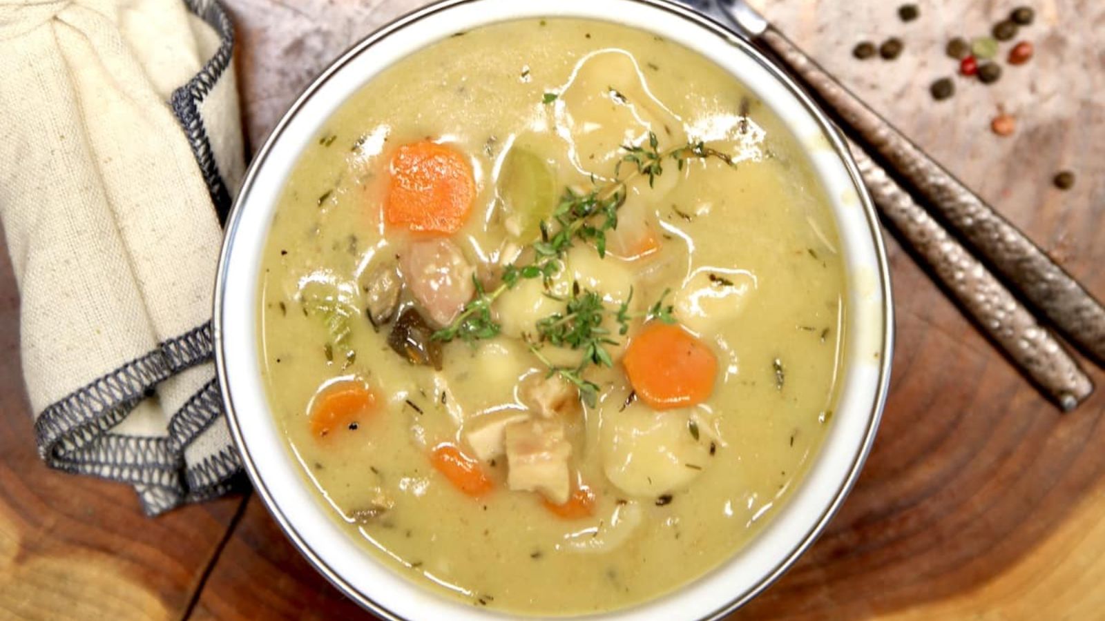 Chicken and dumplings soup.