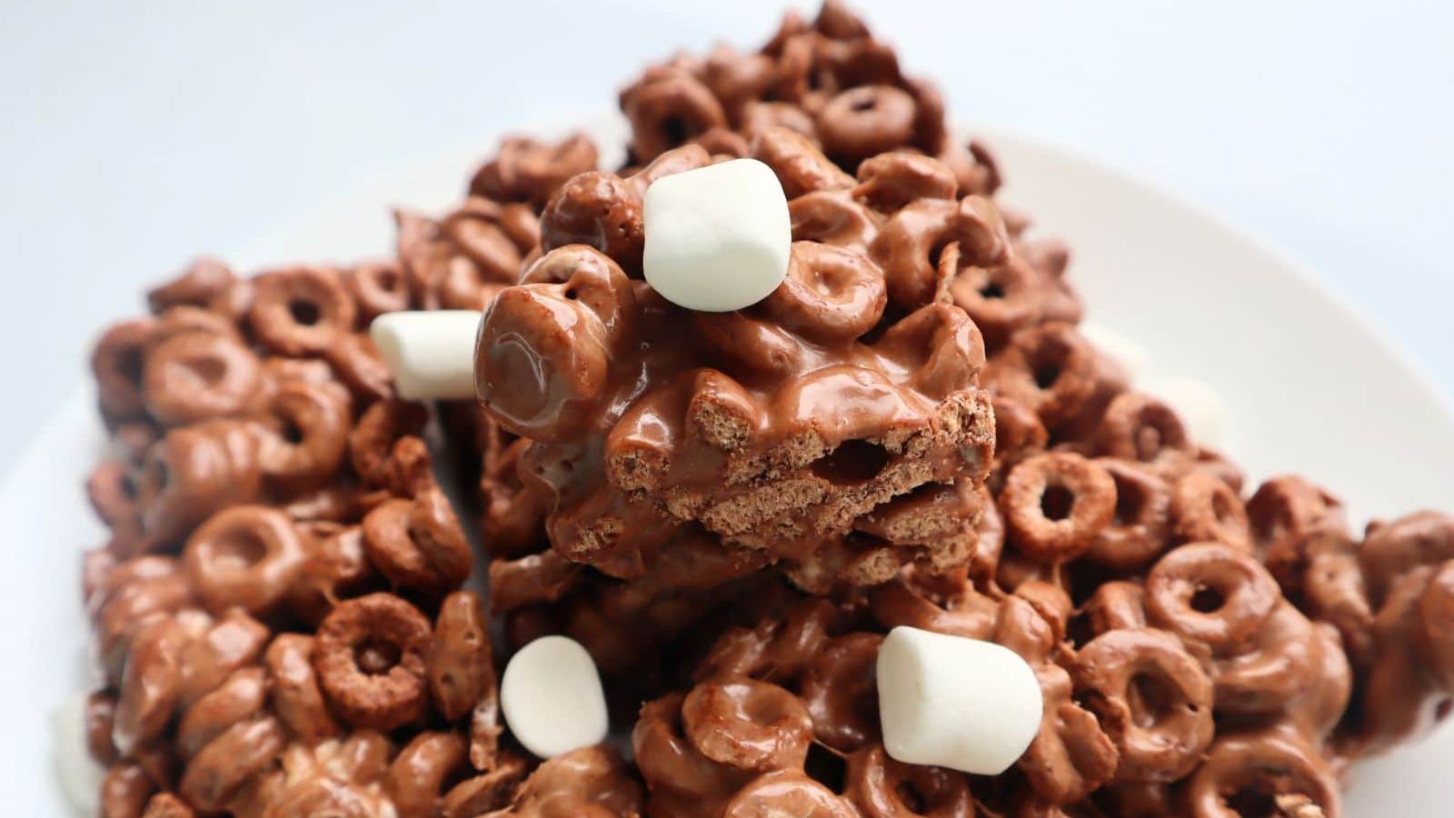 Chocolate rice krispies with marshmallows.