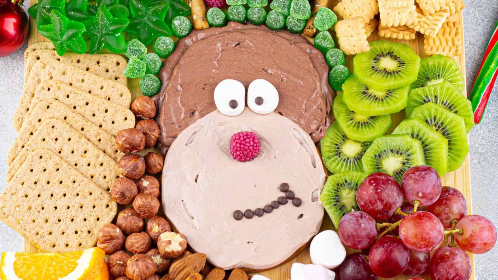 Charcuterie board close up.