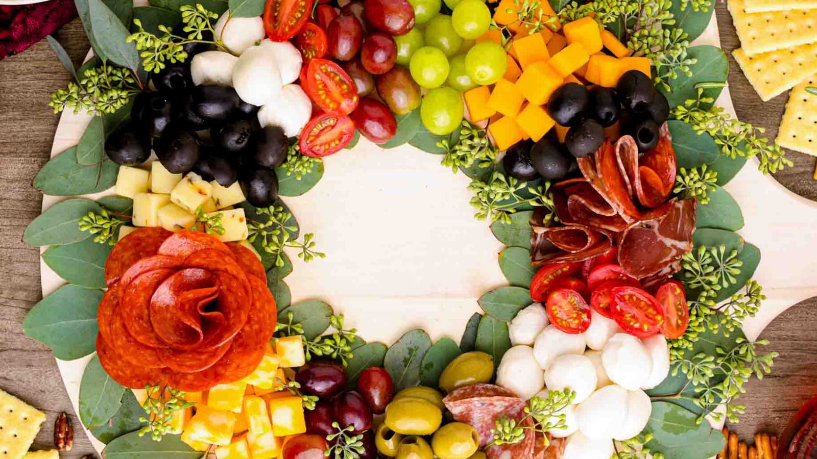 Christmas wreath charcuterie board.