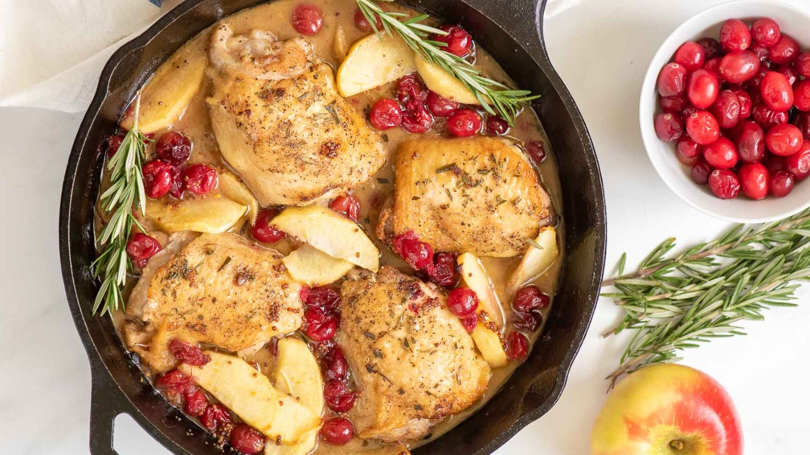 Chicken with cranberries and apples.