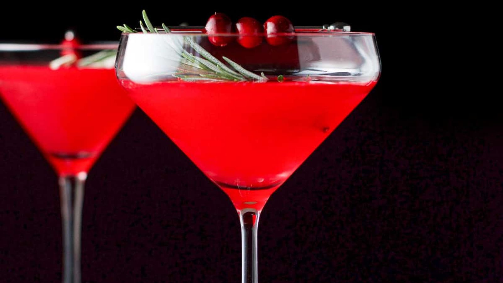 Cranberry cosmo in two glasses.