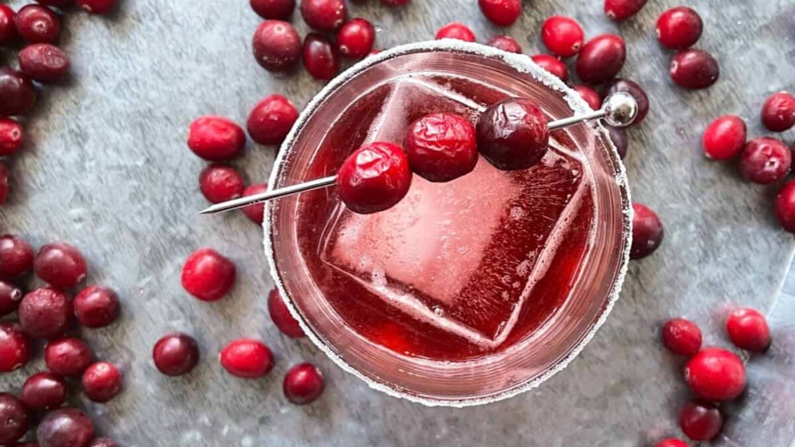 Cranberry negroni in a glass.