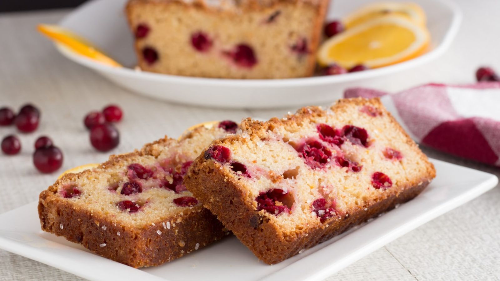 Slices of cranberry orange.