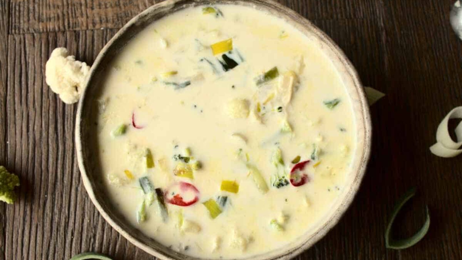 Creamy soup in a bowl.