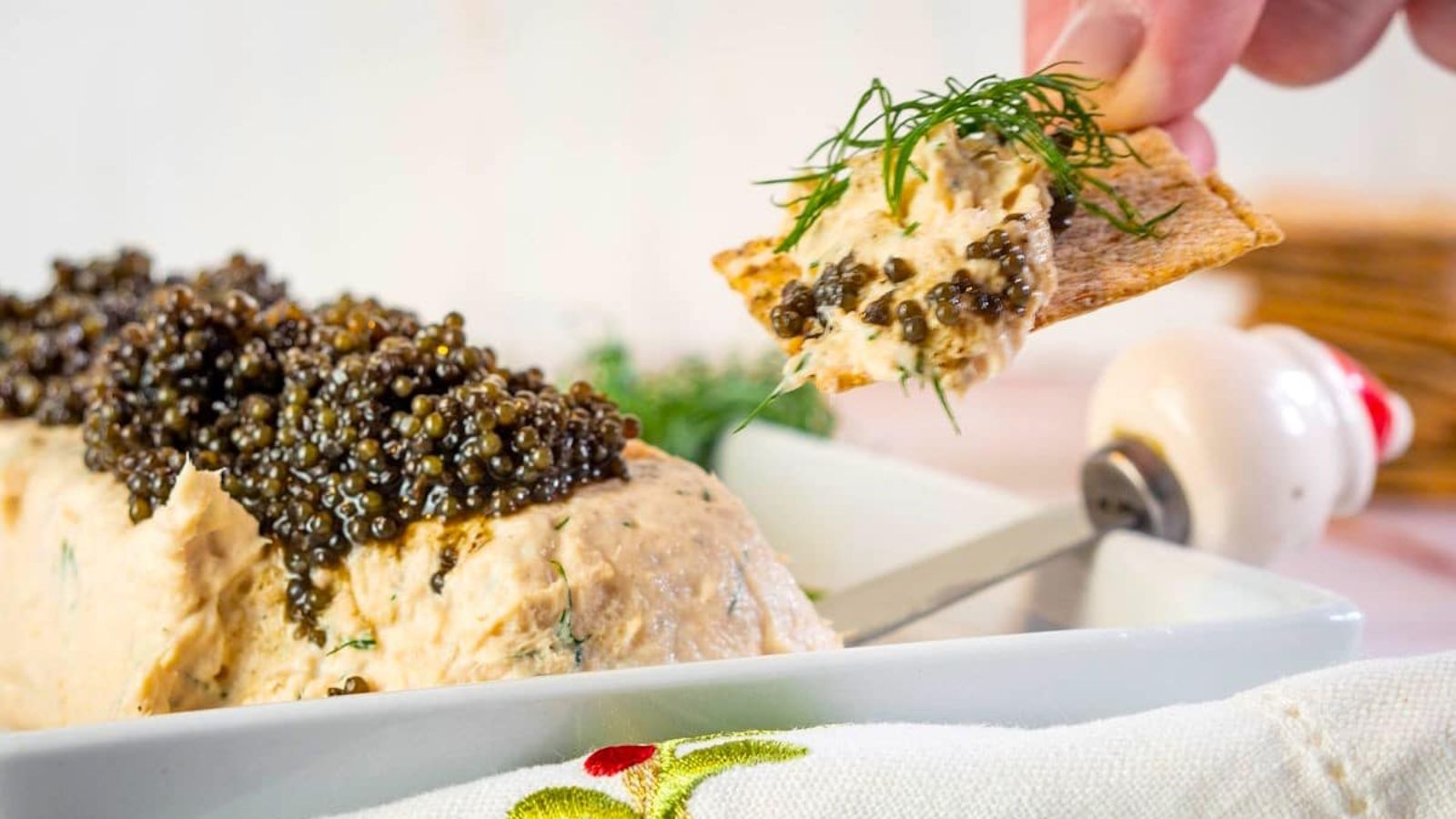 Salmon mousse close up.
