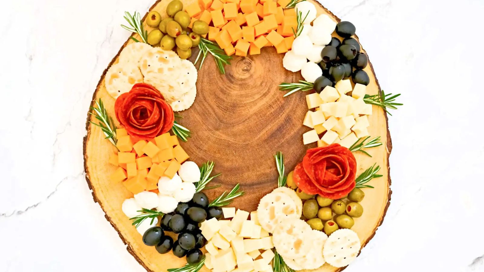 Christmas wreath cheese board.