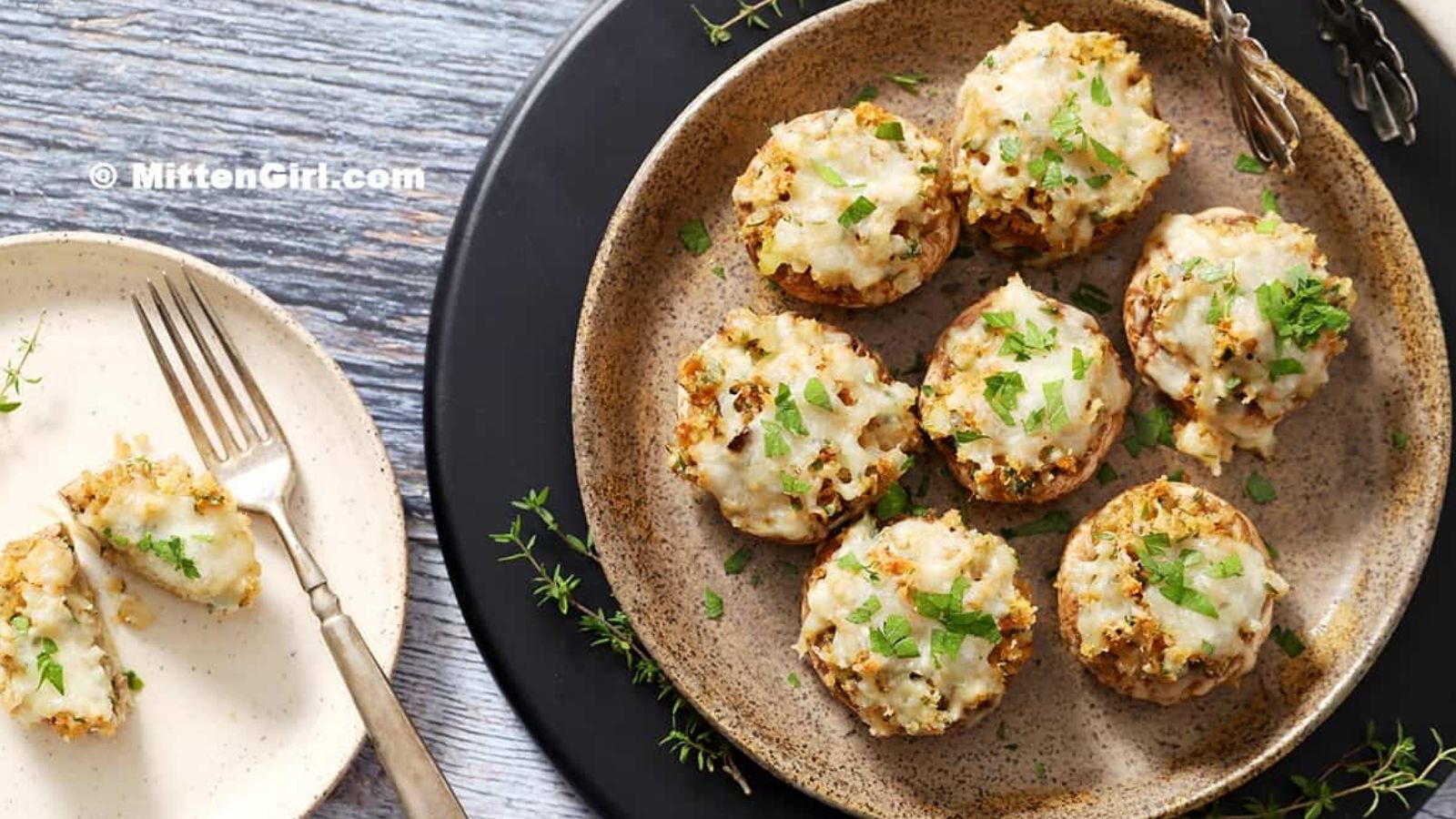 Stuffed mushrooms on a plate.