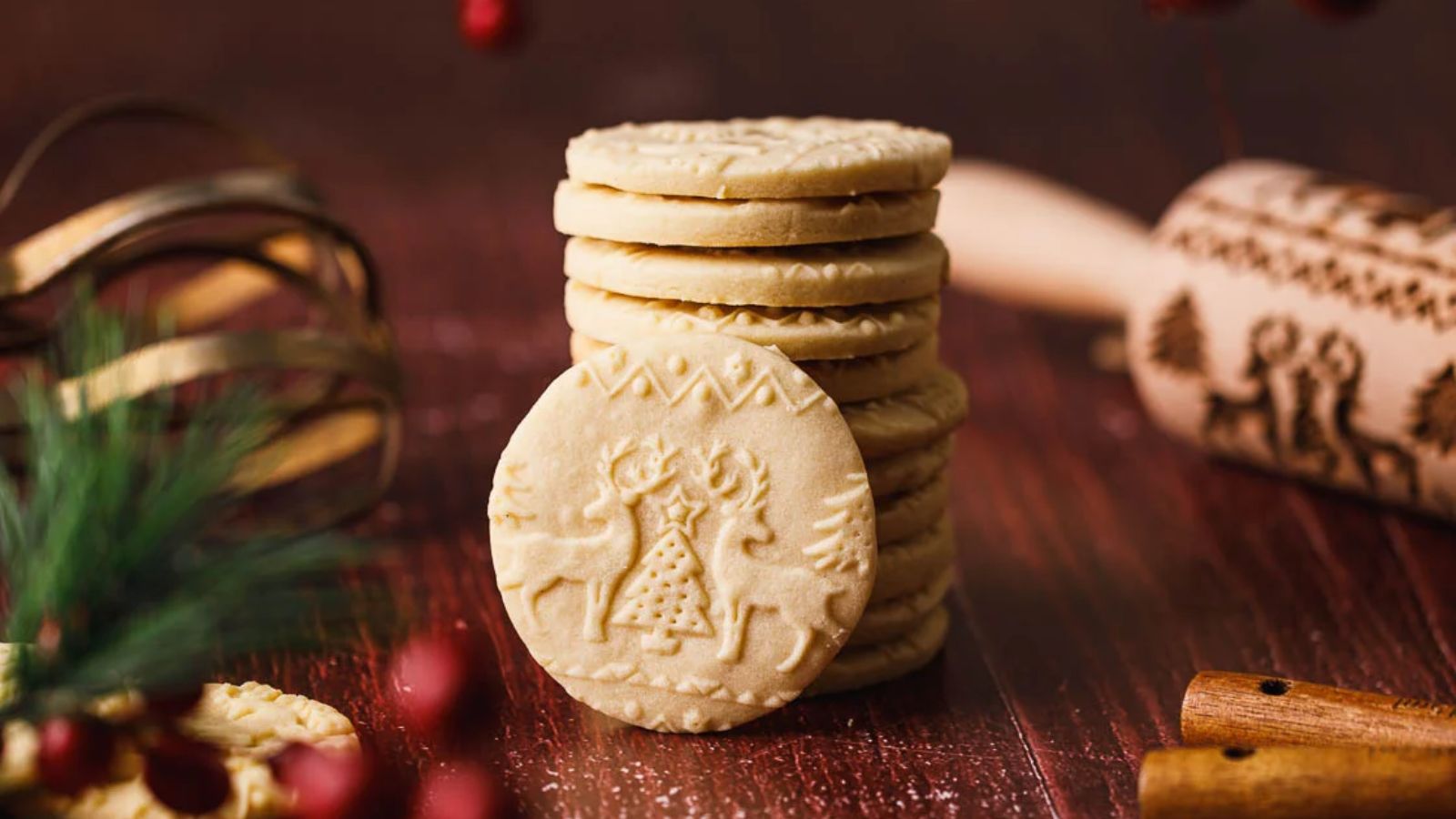 Embossed cookies close up.