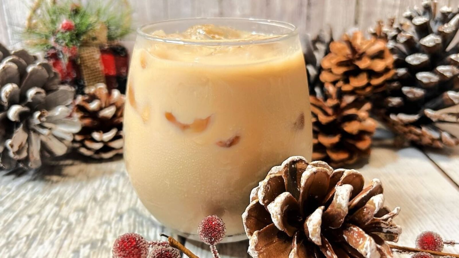 White russian cocktail in a glass.