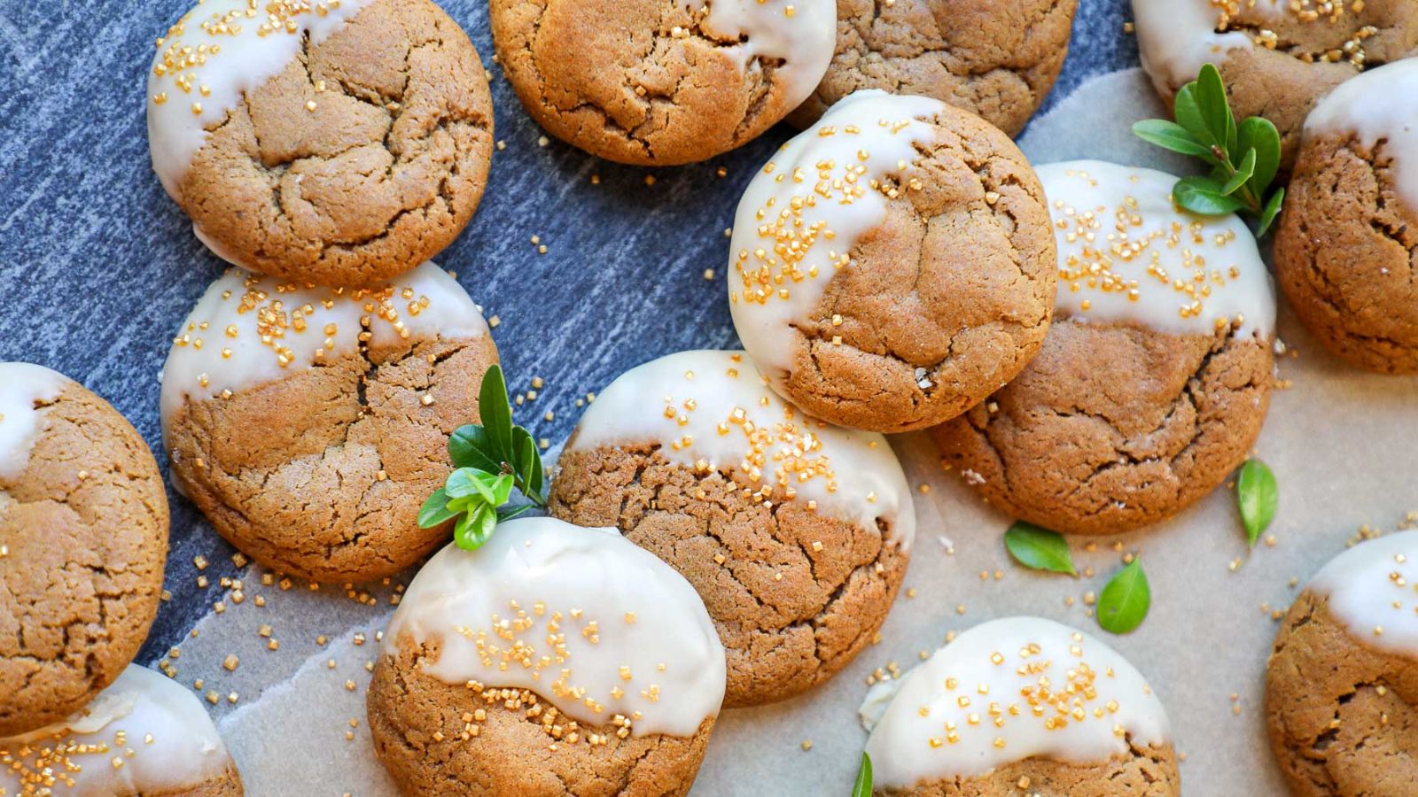 Molasses cookies with maple glaze.