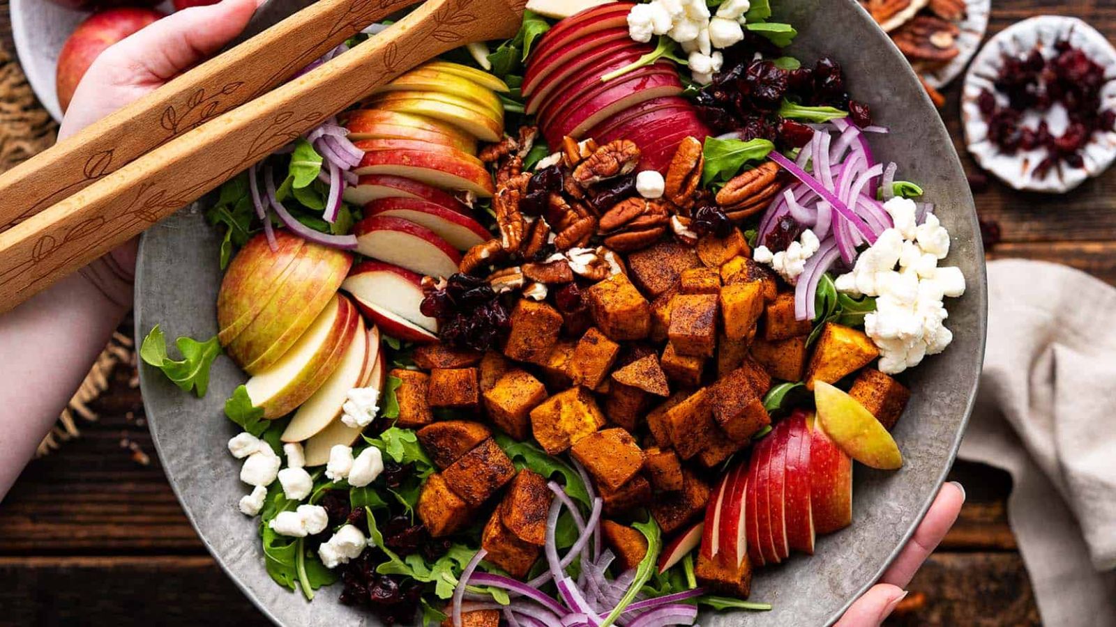 Salad with sliced apples.