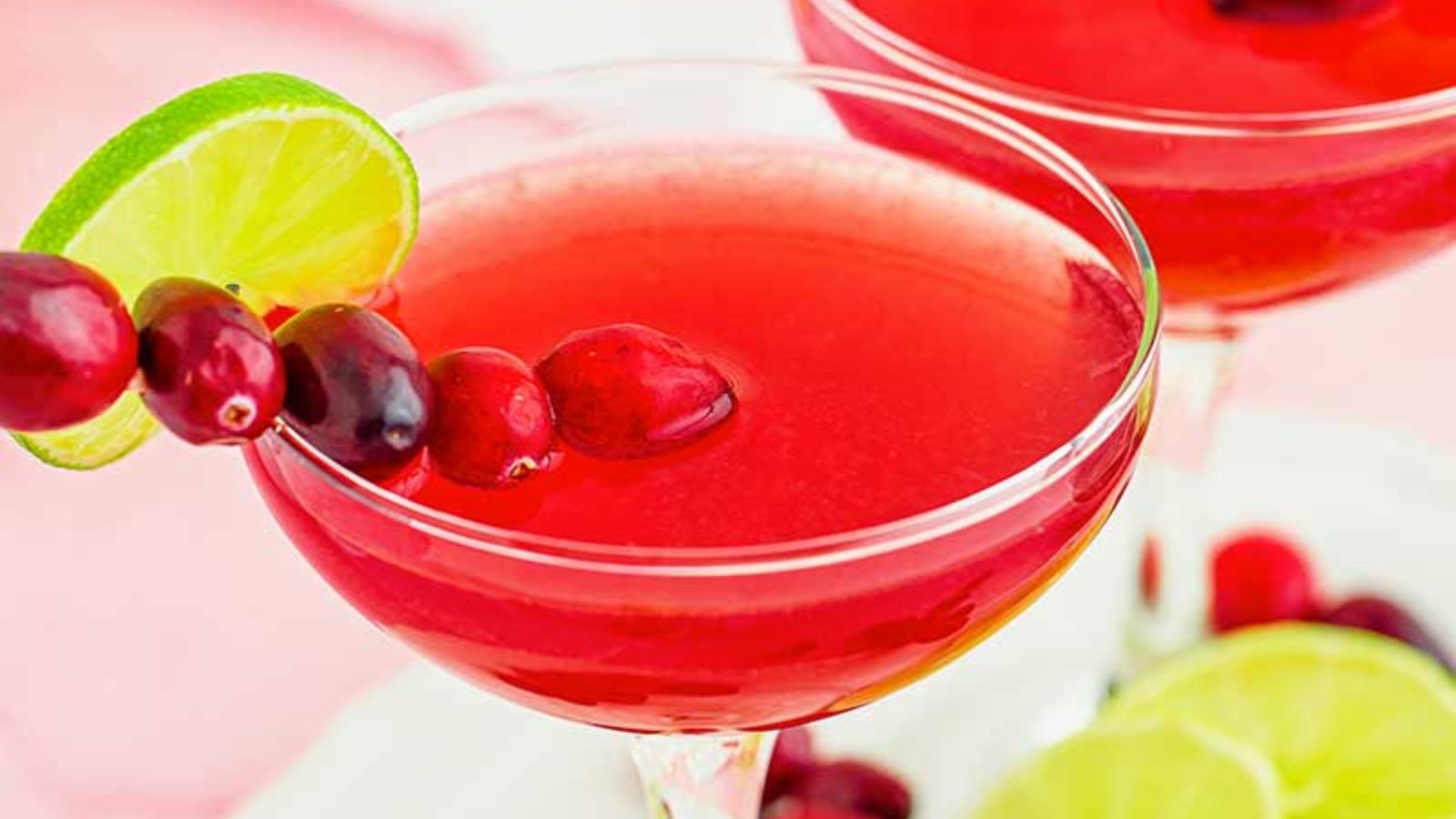 Cranberry cocktail in a glass.