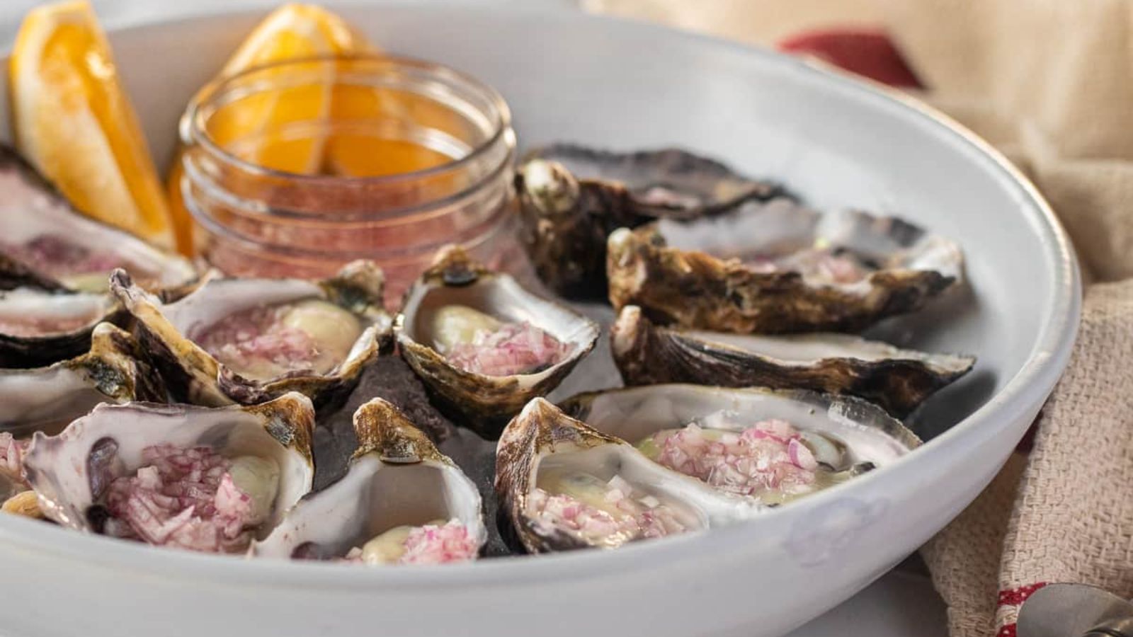Oysters on a plate.