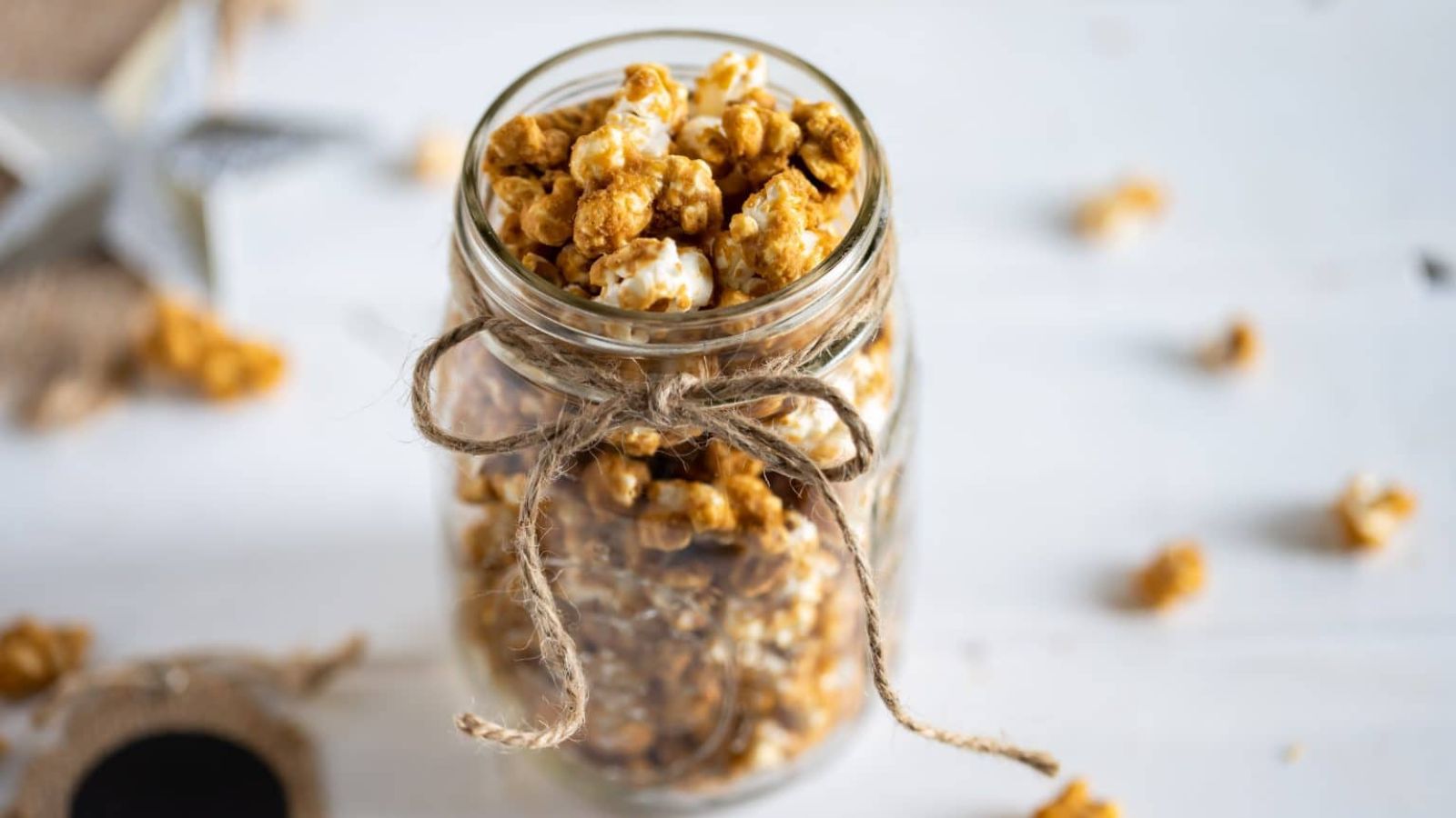 Caramel corn in a jar.