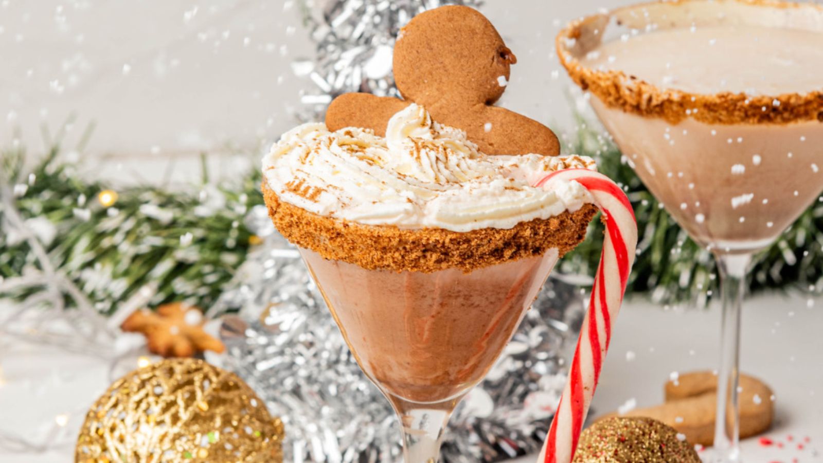 Martini with gingerbread. and candy cane