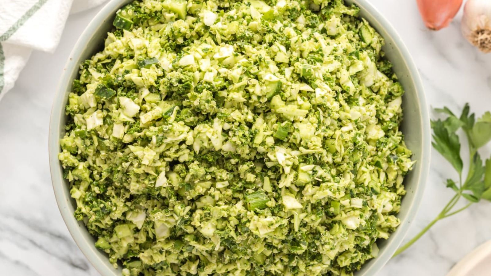 Chopped sala din a bowl.