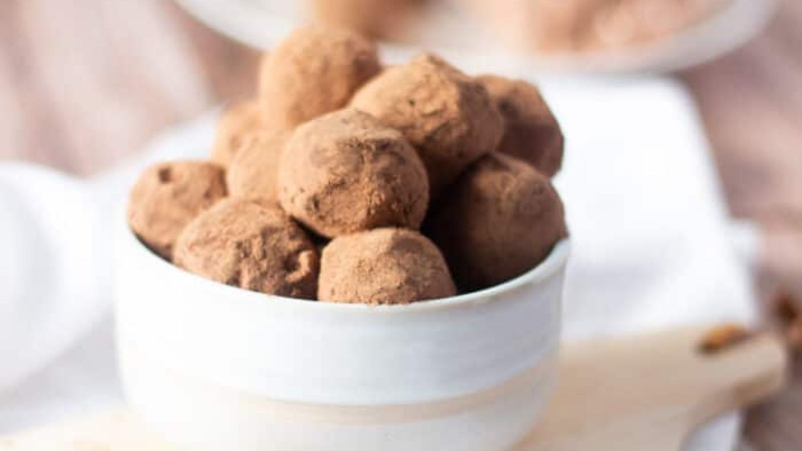 Chocolate truffles in a bowl.
