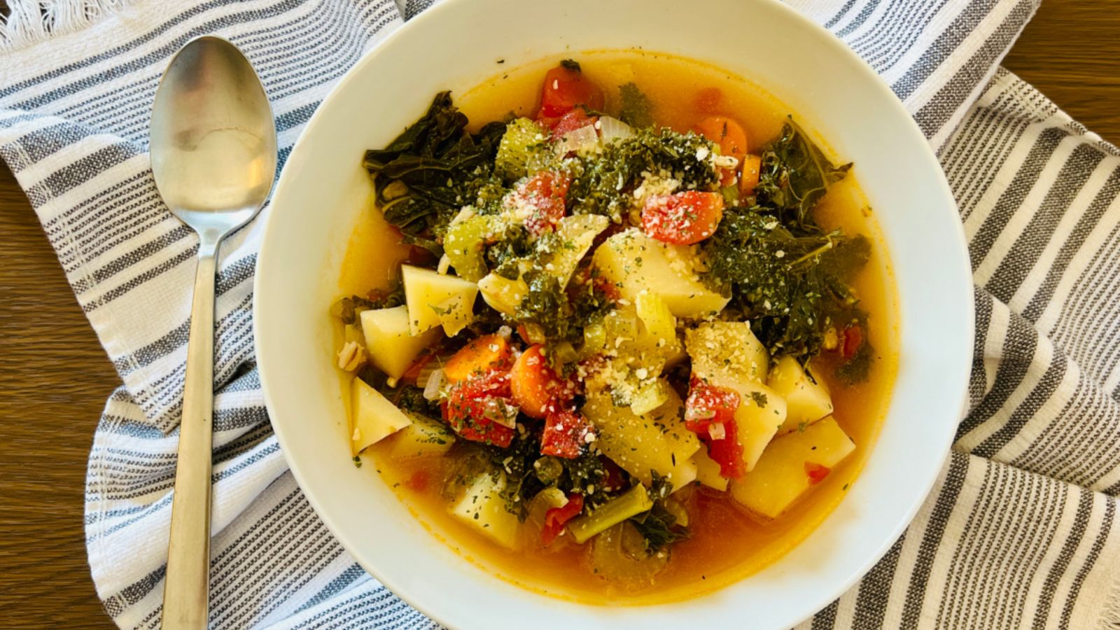 Vegetable soup in a bowl.