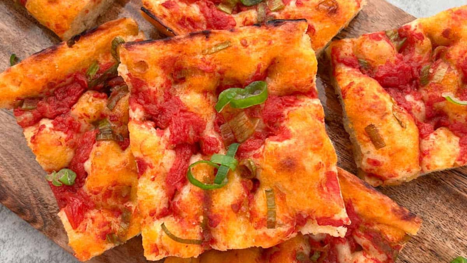 Slices of focaccia bread.