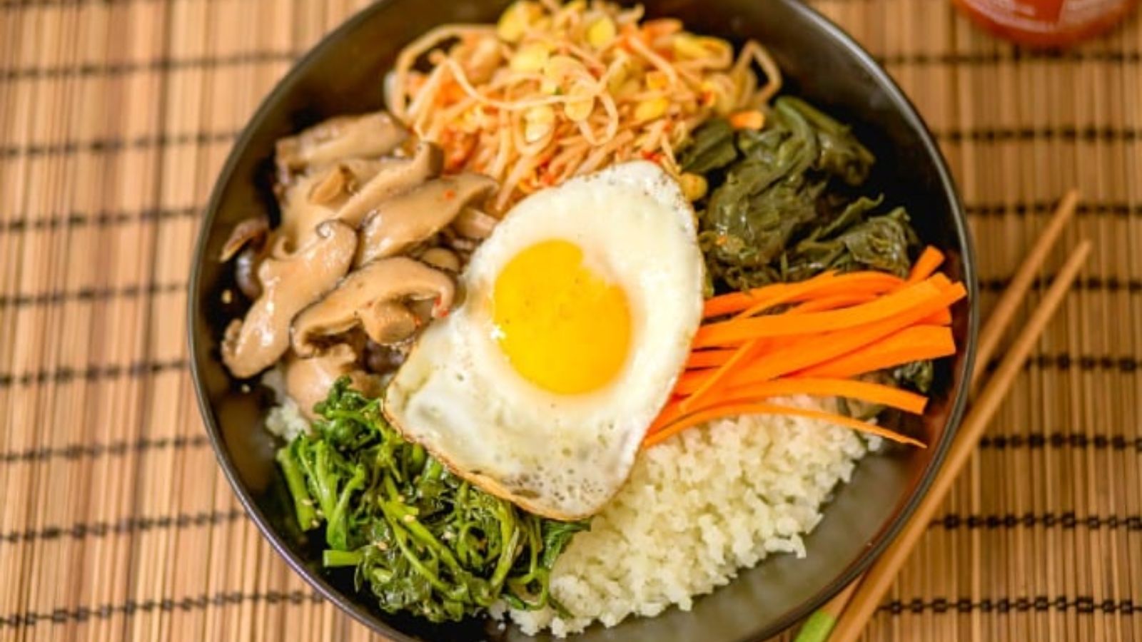 Bibimbap in a bowl.