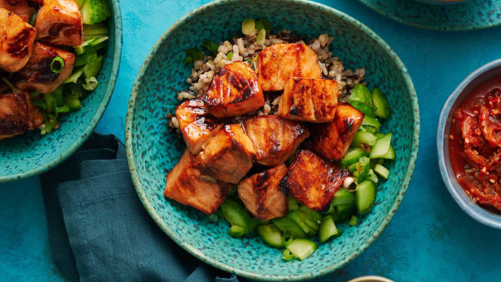 A bowl of salmon.
