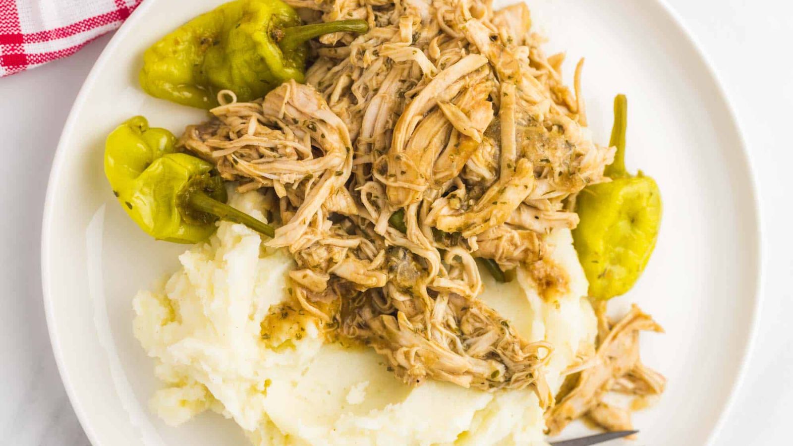 Missisiippi chicken with mashed potatoes.