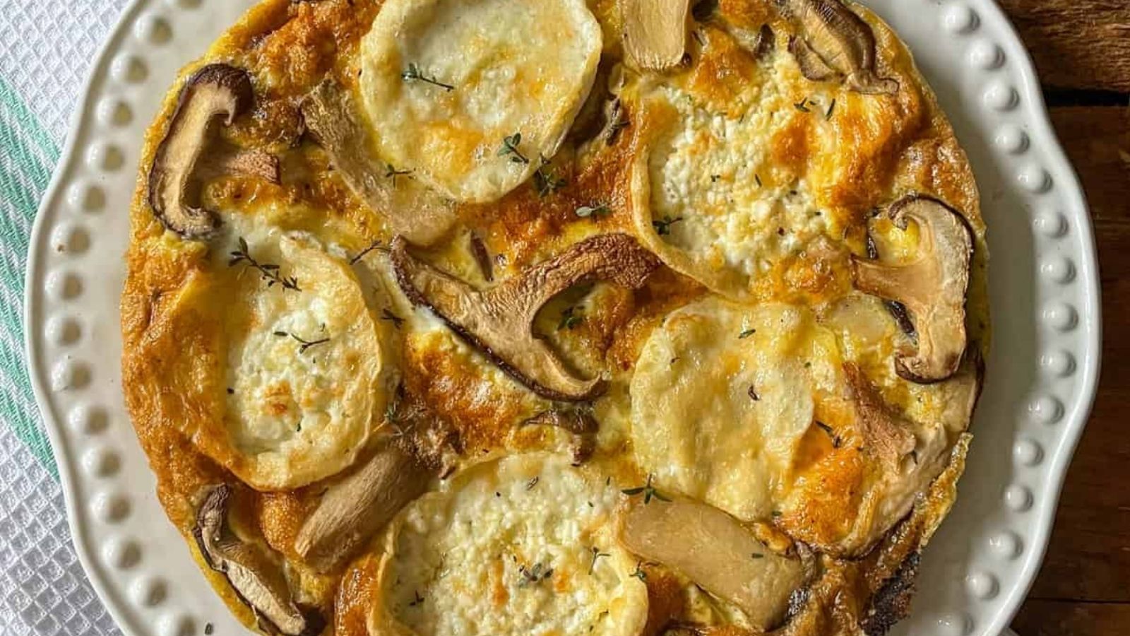 Cheese fritata with mushroom.