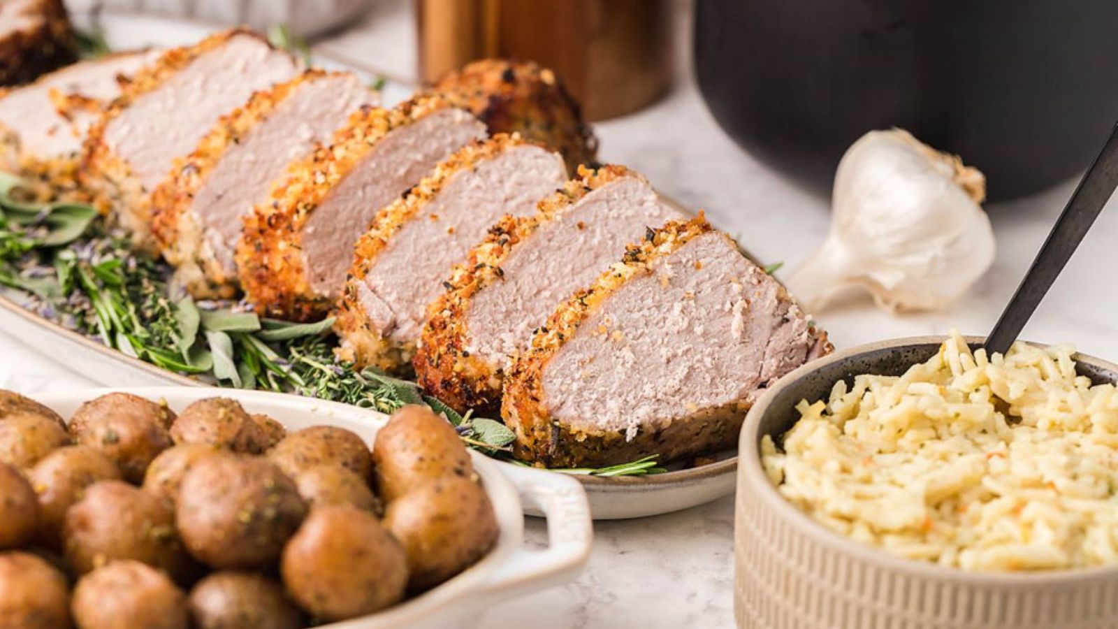 Slices of pork loin.
