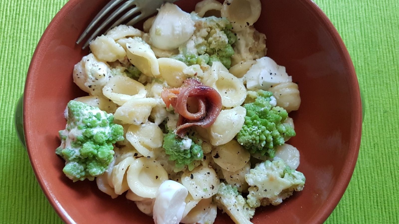Pasta with broccoli in a bowl. 