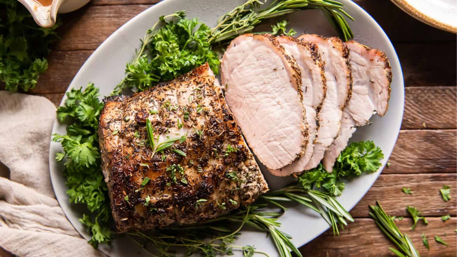 Pork loin on a plate.