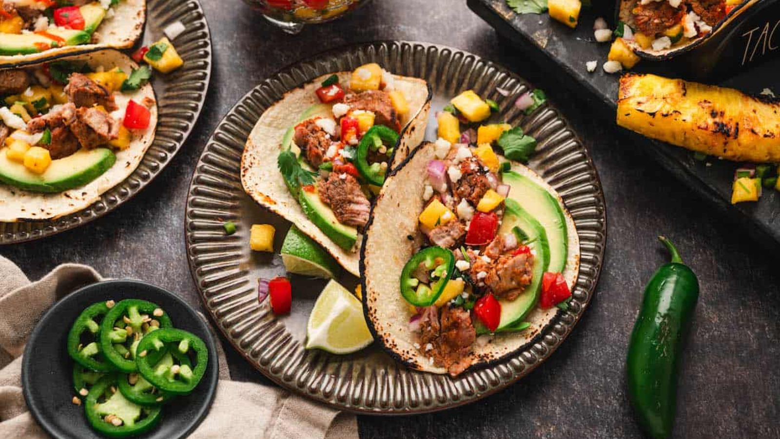 Tacos with pork and pineapple.