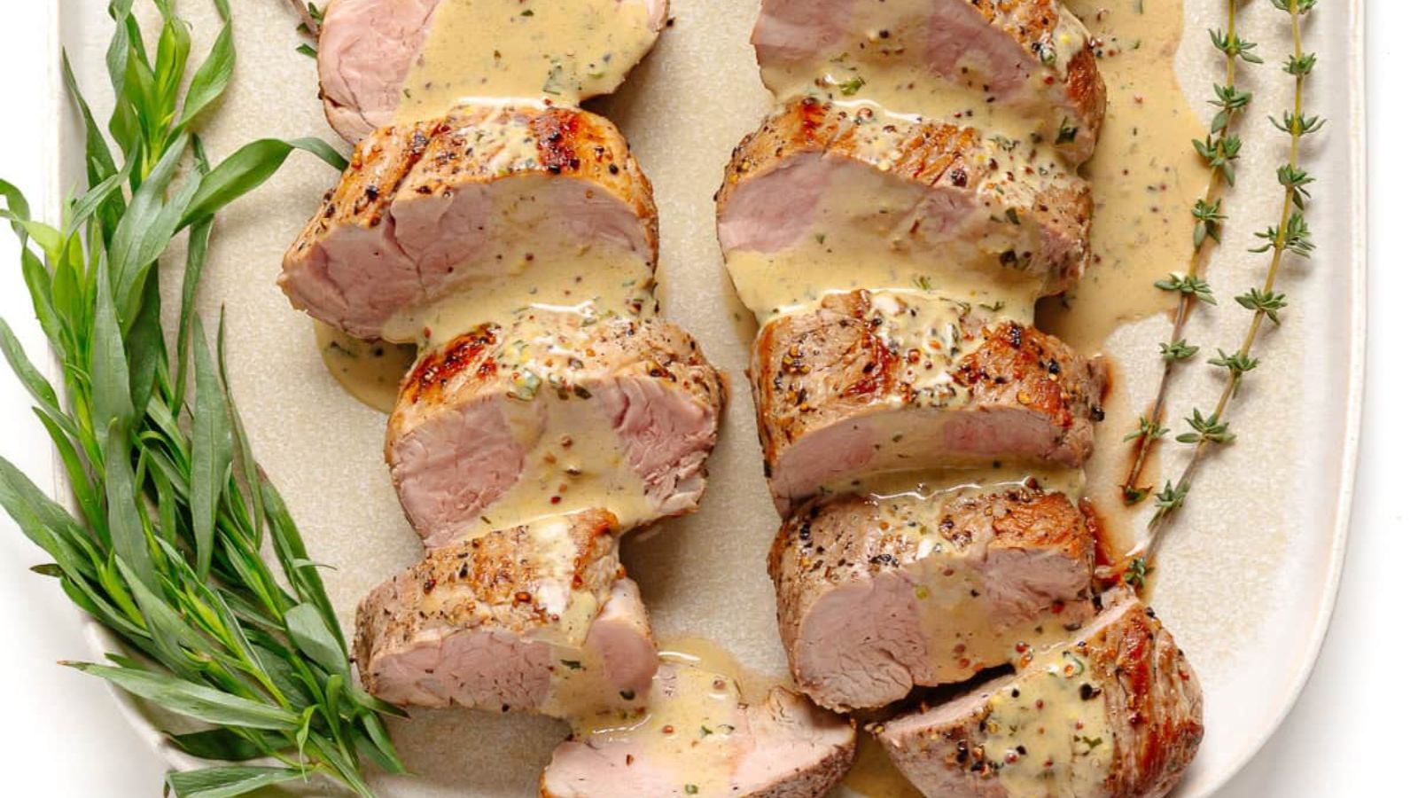 Pork loin with sauce.