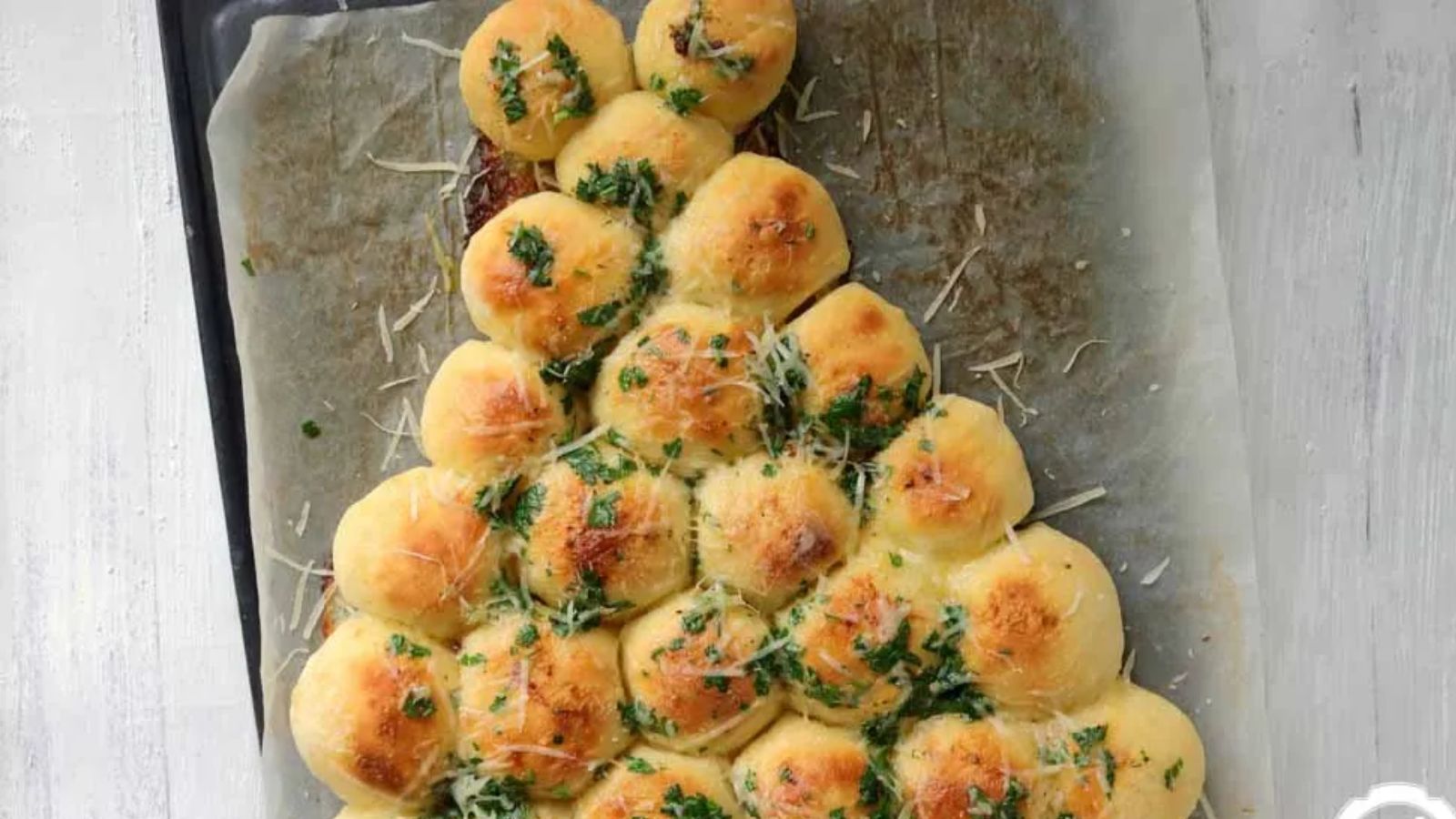 Christmas tree bread top shot.