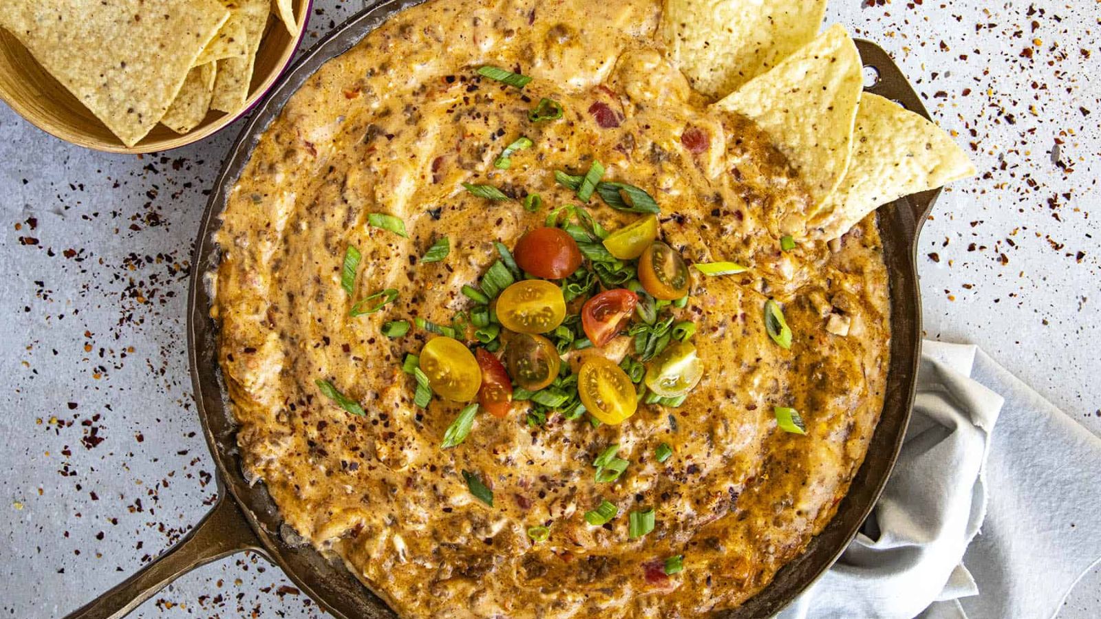Rotel dip with chips.