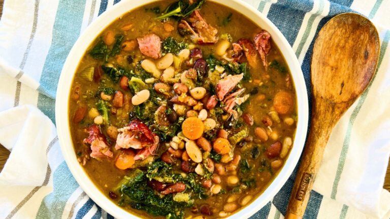 Bean soup in a bowl.