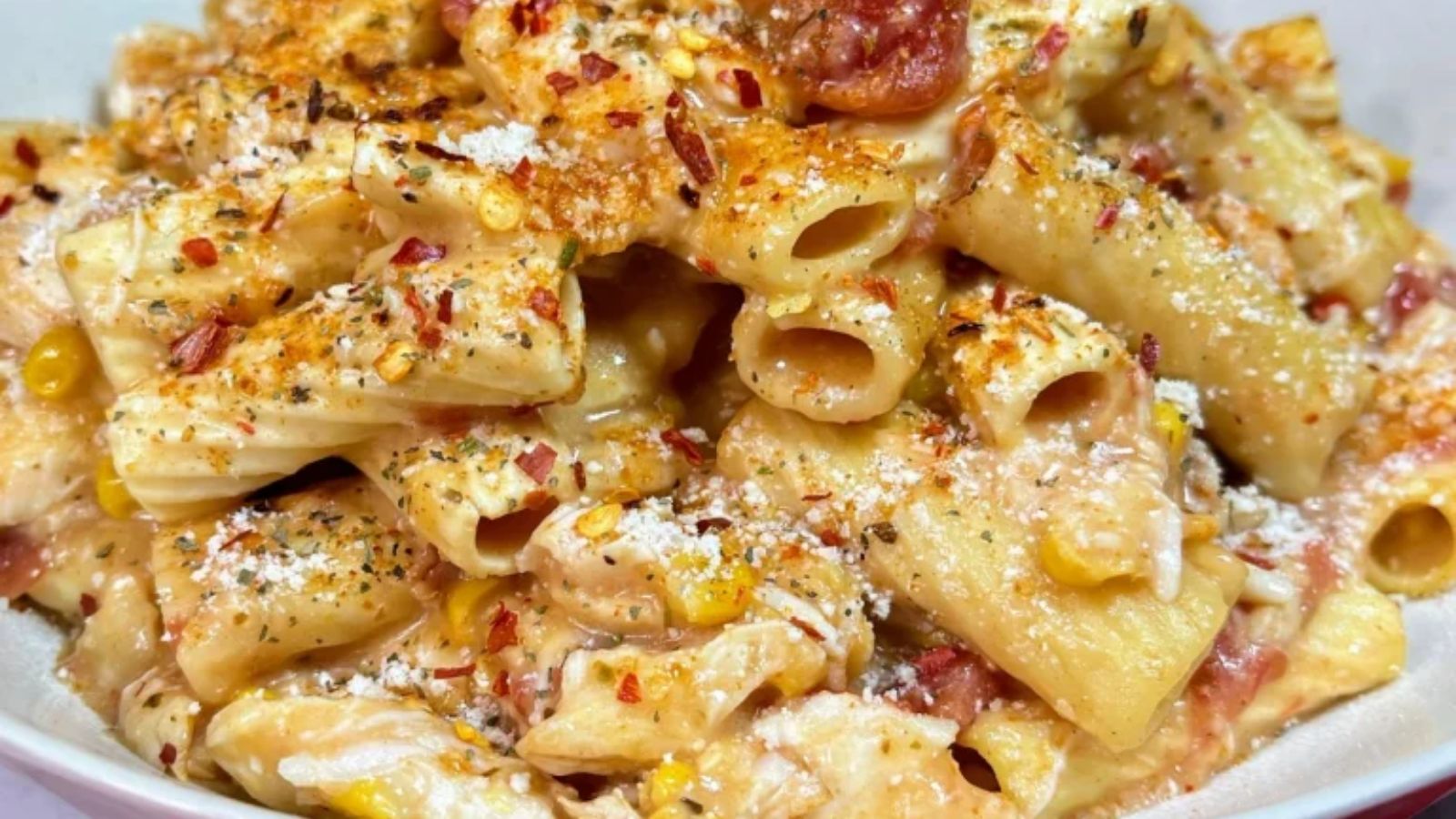 Chicken and pasta casserole.