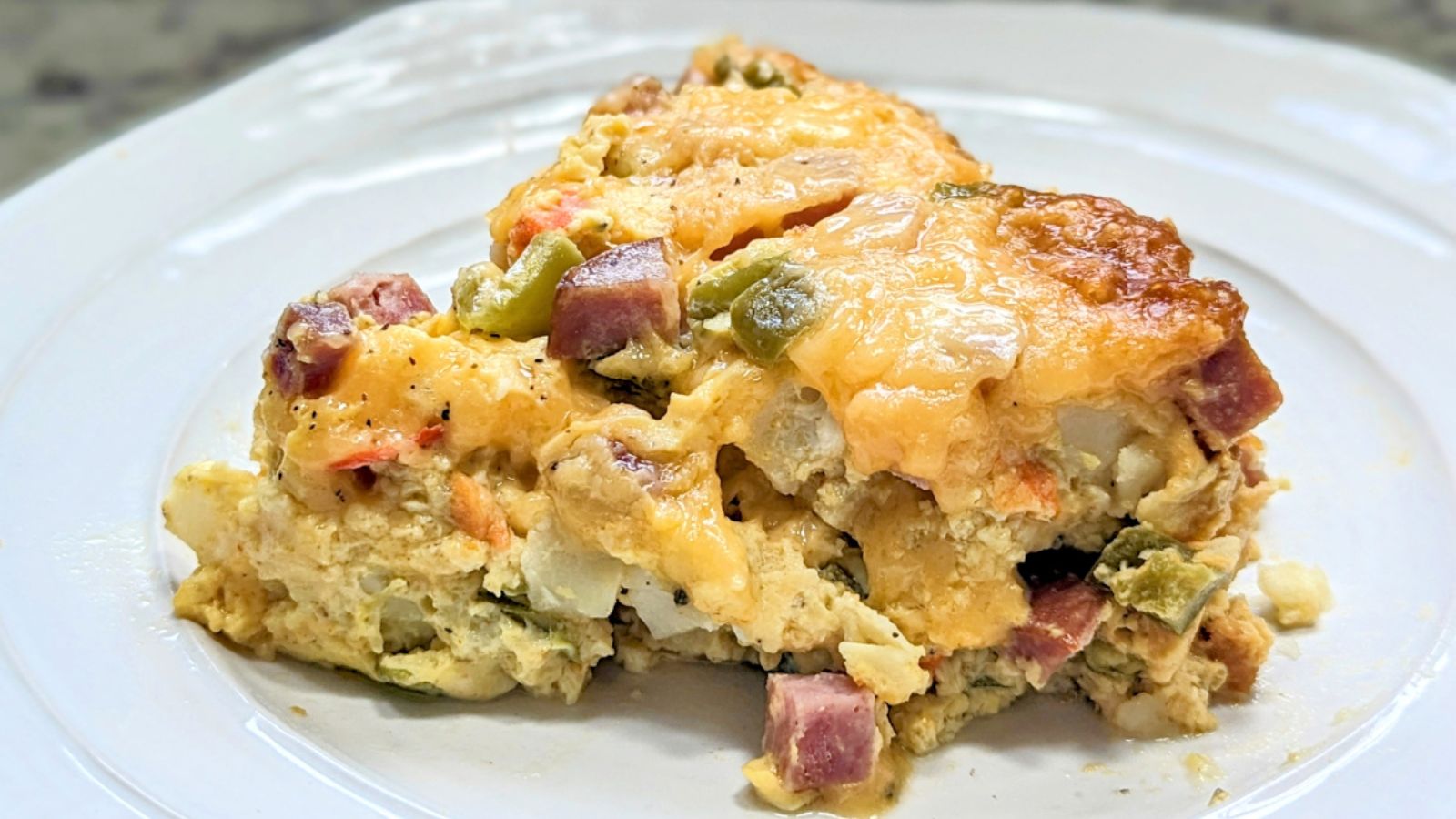 Chicken omelet on a plate.